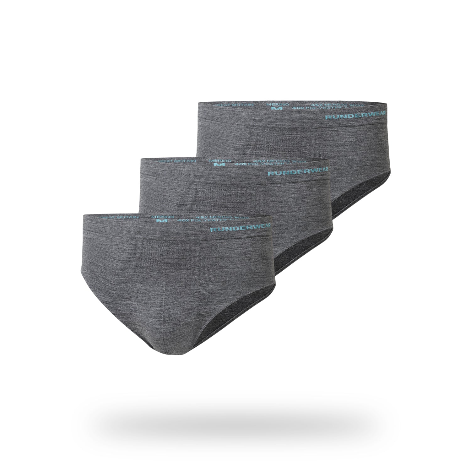 Men’s Merino Wool Running Briefs - Grey (3-Pack)