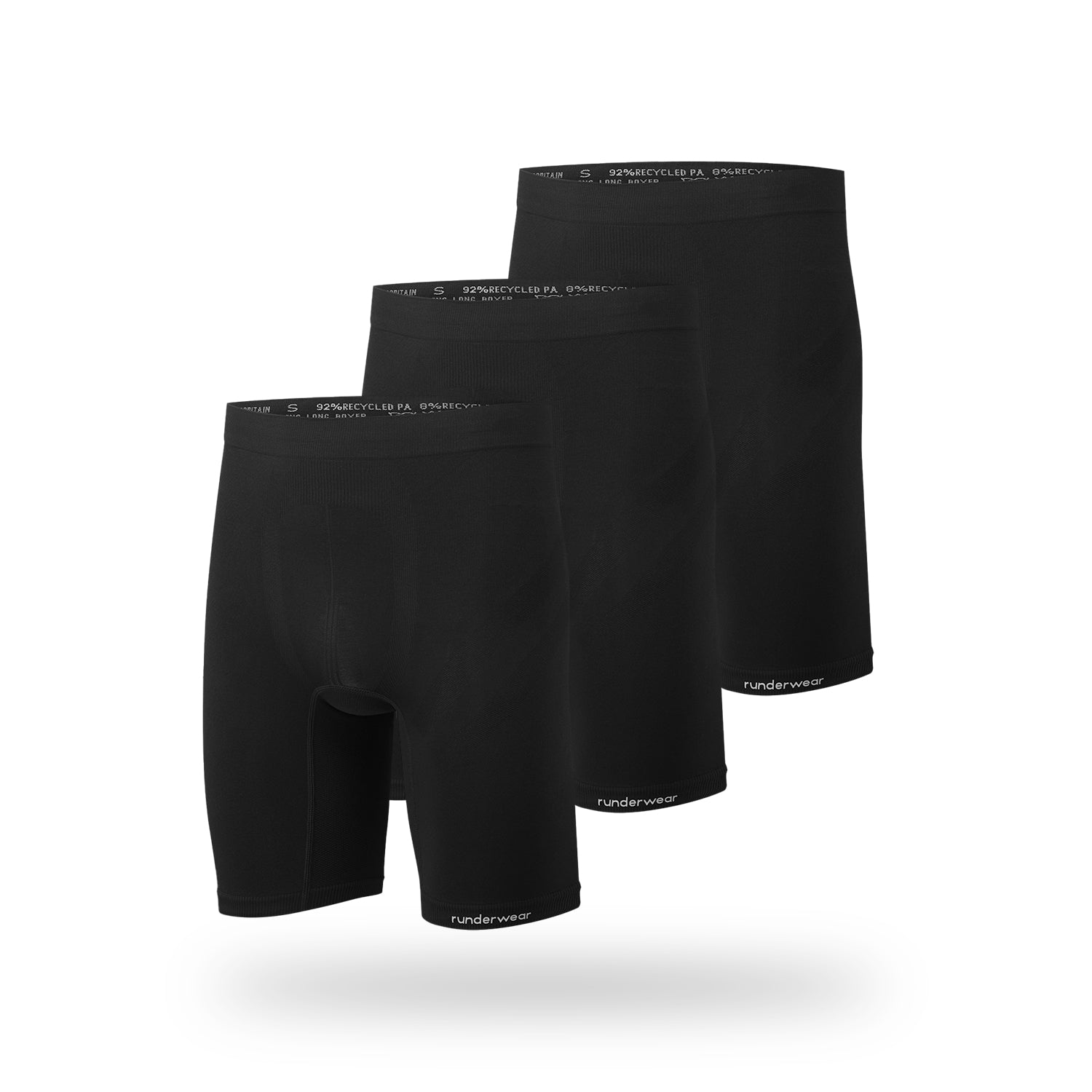 Men's Long Running Boxer - Black (Multibuy x3)