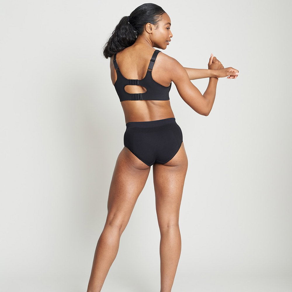 Women's Muscle Back Seamless Bra with Medium Support - Black - Decathlon